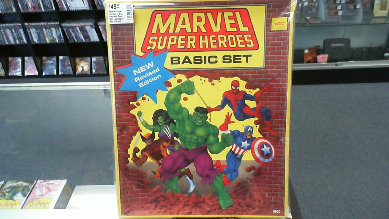 Marvel Super Heroes- Box Revised Basic Set *Damaged Box Lid and Bottom/ No Dice*- TSR